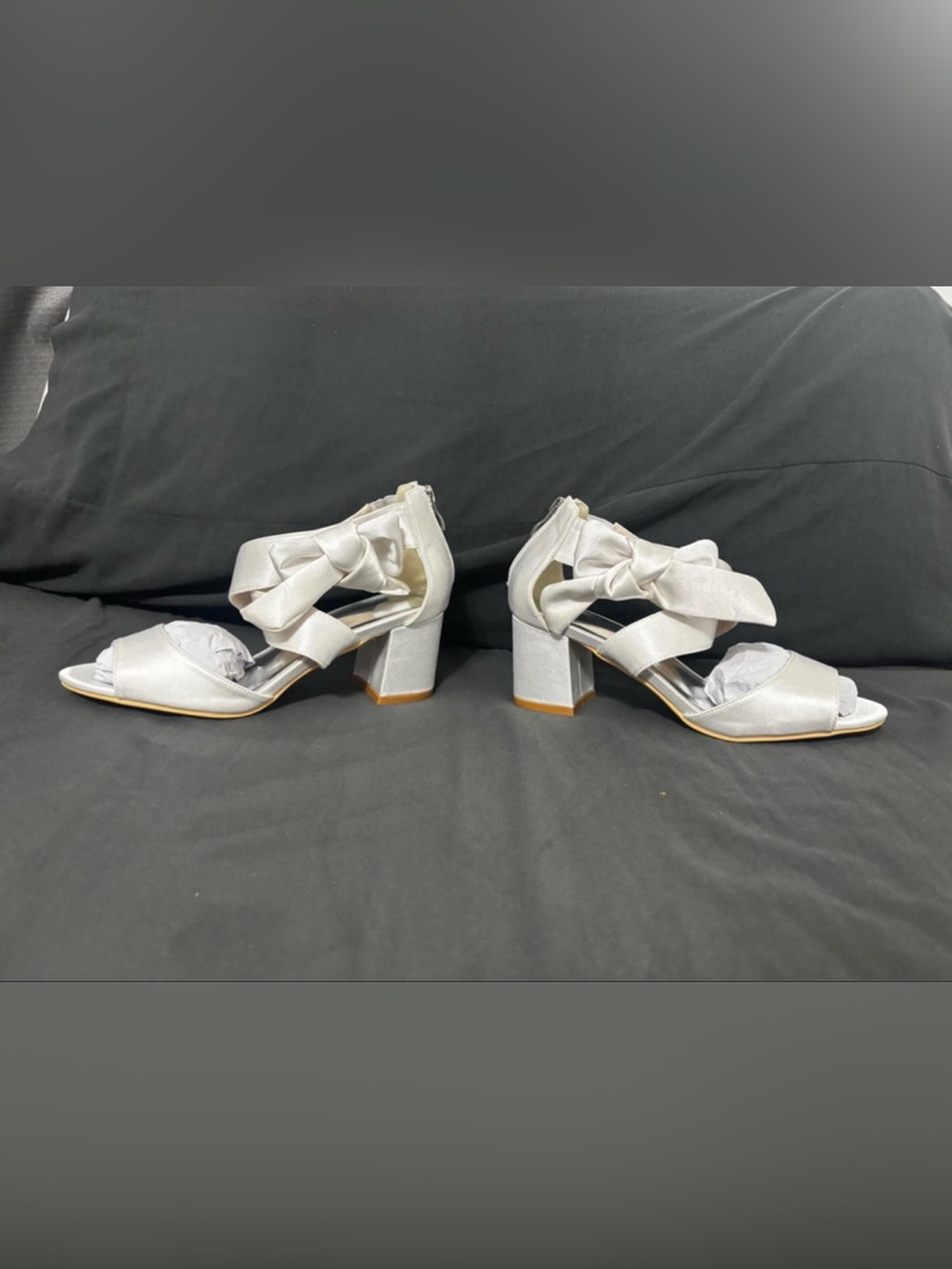 Women’s Satin Bow Block Heel Sandals - White Size 36EU, 5US